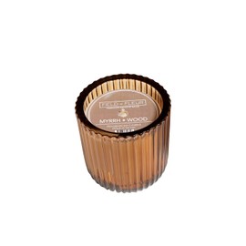Field + Fleur by Hillhouse Naturals Myrrh Wood Field + Fleur Brown Color Glass 8 oz Scented Jar Candle. with scents of Earthy Patchouli and Myrrh with Warm Amber and Sandalwood. Burn time 50+ Hours.