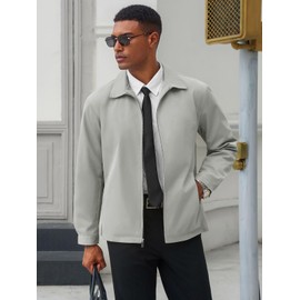 Runcati Mens Lightweight Jackets Full Zip Business Casual Windbreaker Fall Golf Coat Jacket with Pockets