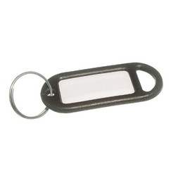 Key Ring Tag 50 Mm X 20 Mm With Label And Split Key Ring Black Pack of 10
