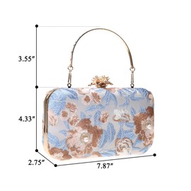 DA BODAN Womens Vintage Floral Beaded Sequin Tiny Clutch Embroidery Crossbody Evening Handbags for Wedding Party Prom (Grey)