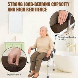 2 Pack Shower Bench Cushion, Soft Chair Pad for Elderly Bathing, Easy to Clean & Quick Dry, 4D air Fiber Material, Suitable for Shower Seat Cushion, Bathtub Baths, Poolside Rest, Brown