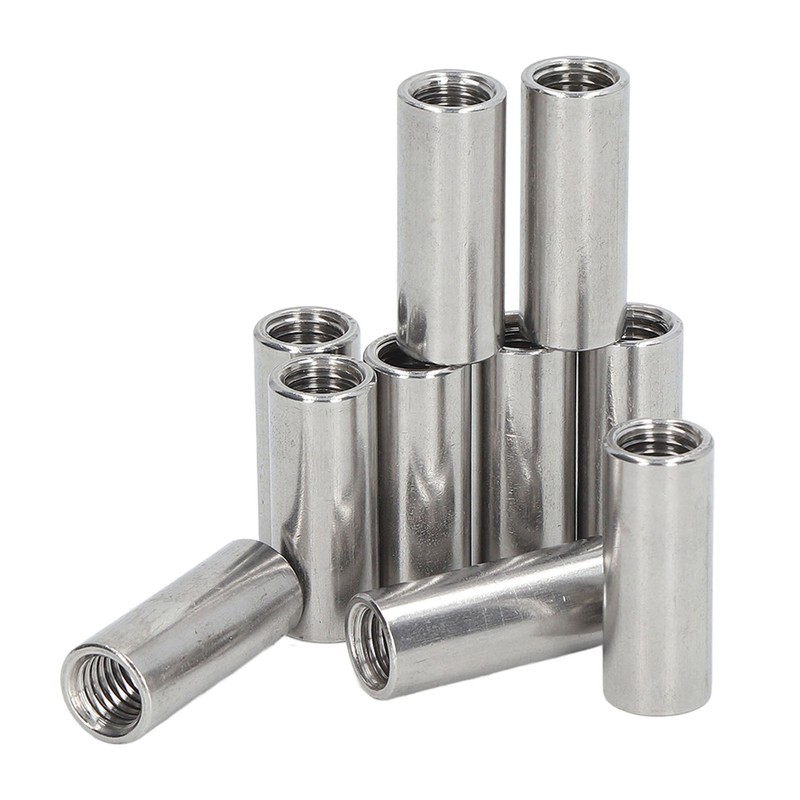 10PCS Round Coupling Nuts 304 Stainless Steel Female Thread Cylindrical