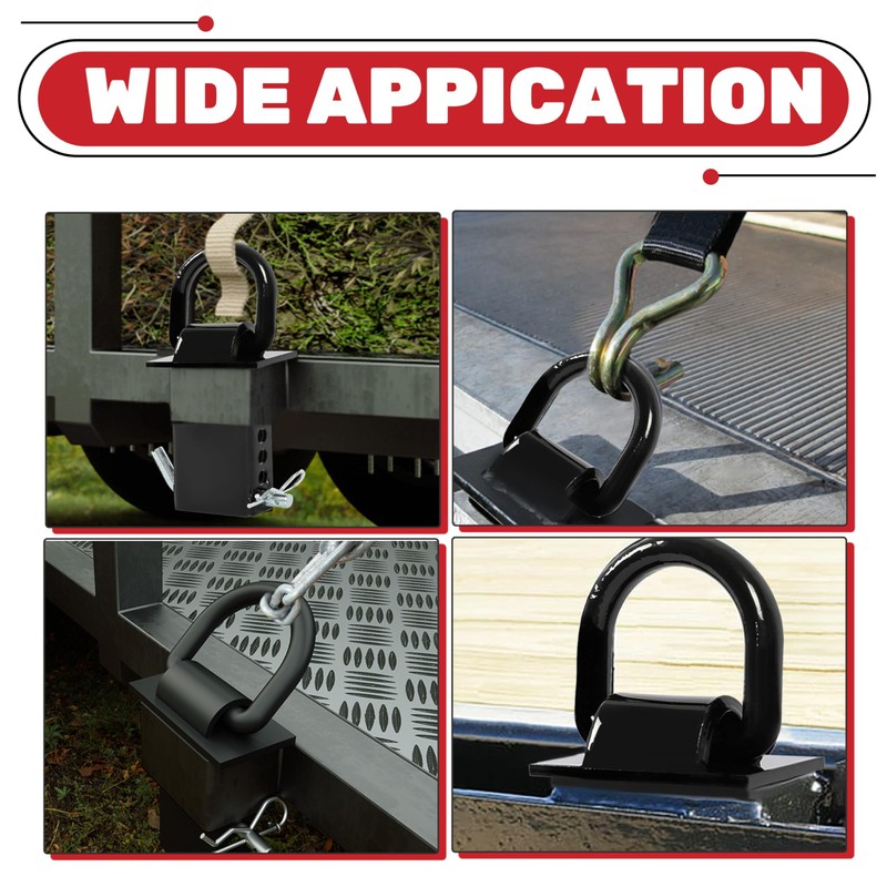 KUAFU 2 Pcs Adjustable Trailer Stake Pocket D Ring 5400LBS/