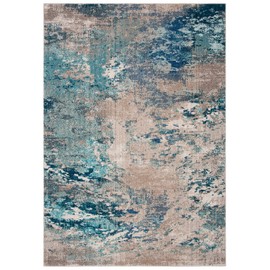 SAFAVIEH Madison Collection MAD440M Modern Boho Abstract Non-Shedding Living Room Bedroom Accent Area Rug, 4' x 6', Blue / Grey