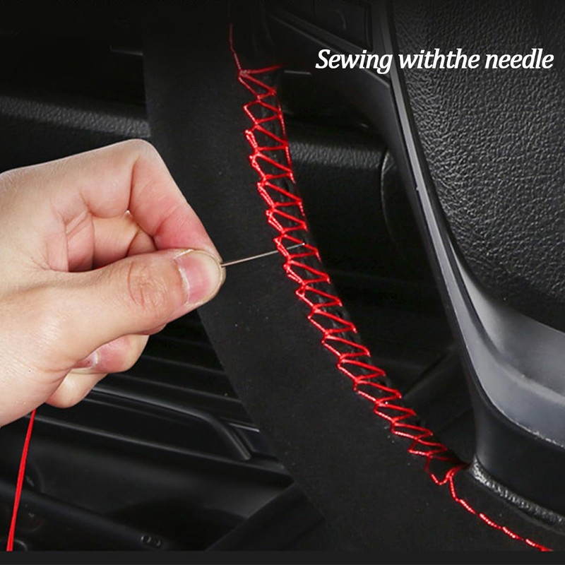 TNAIYH Car Steering Wheel Cover, 14.5-15" DIY Stitch on Suede