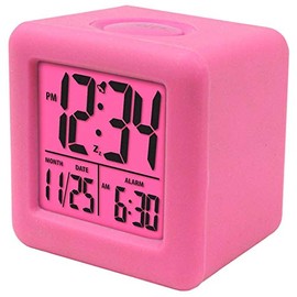 Equity by La Crosse 70902 Soft Cube LCD Alarm Clock, Pink,
