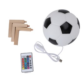 Soccer Night Light with Remote Control RGB 16 Colors Changing USB Glass Ball Soccer Lamp with Wooden Base for Kids Room Decor Sports Fan