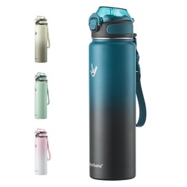 Enerbone Insulated Water Bottle, 32 oz Stainless Steel Water Bottles with Carrying Strap, Double-Wall Vacuum Insulation Thermos, Leakproof Sports Bottle with Straw, Keep Drinks Hot or Cold for Hours