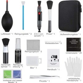 14 Stück Kamera Reinigungset Objektive Reinigungs-Sets für DSLR Kamera Objektive Filter Handys mit Raketengebläse Lenspen Reinigungspinsel Reinigungstuch und Objektivbürste