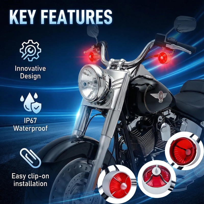 BOSYCY Motorcycle 2" Turn Signals' Lens Caps 2 Pack Turbo