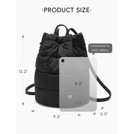 WESTBRONCO Small Backpack for Women Puffer Quilted Casual Daypack Backpacks, Puffy Nylon Drawstring Backpack for Travel