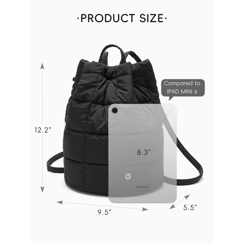 WESTBRONCO Small Backpack for Women Puffer Quilted Casual Daypack Backpacks,