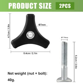 Hugwish Universal Lawnmower Handle Wing Nut Screw, Lawnmower Handle Knobs, Nut Screw, Lawnmower Handle Screws Set, Universal Lawnmower Accessory