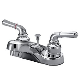 Kingston Brass KB251 Magellan Twin Lever Handle 4-Inch Centerset Lavatory Faucet with Non-Metallic Pop Up, Polished Chrome