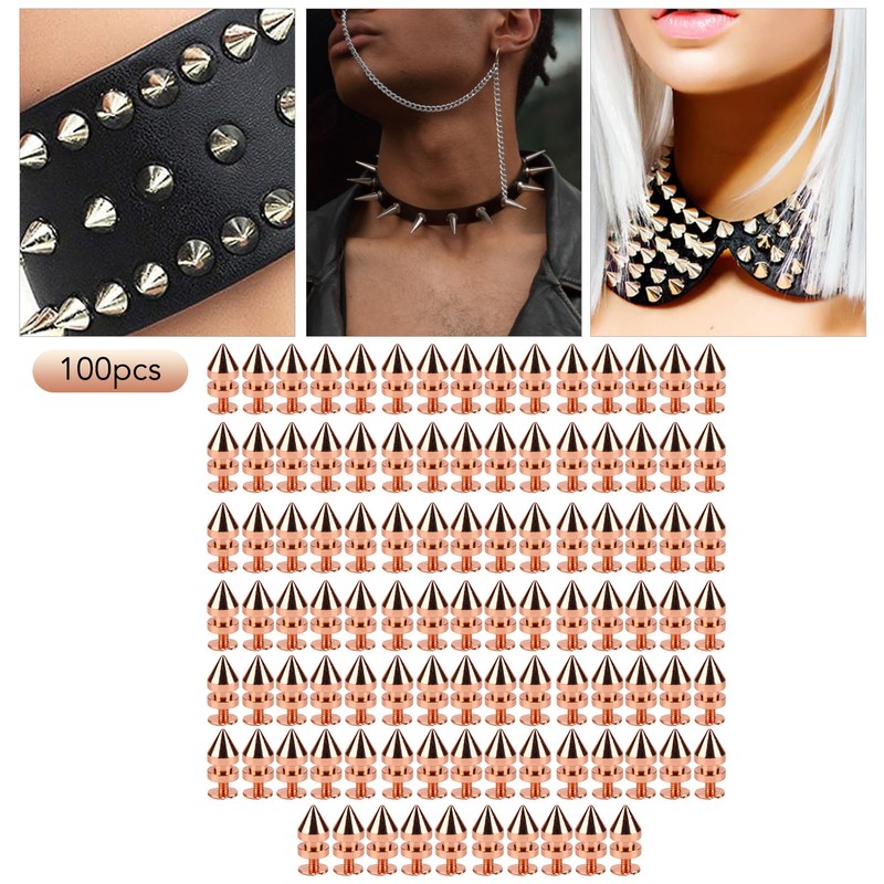 100 Sets Spiked Cone Spike Stud Rose Gold High Hardness