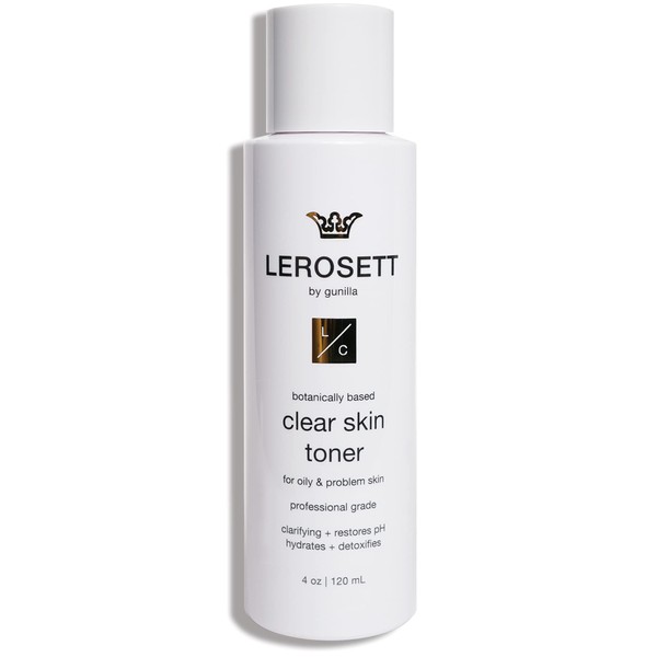 LEROSETT Clear Skin Toner - Aloe Vera Based Toner with Glycolic Acid & 10 Calming Botanicals Helps Reduce Irritation, Future Blemishes, Blackheads, and Tightens Pores - Natural - Vegan - 4 oz