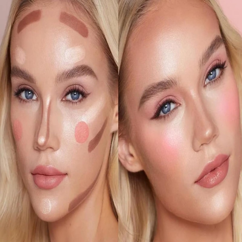 Liquid Blush & Contour Makeup Set, Soft, Lightweight, Breathable Feel,