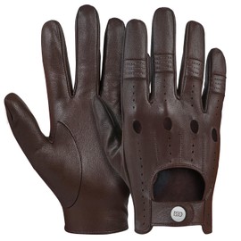 GSG Men Leather Gloves Tan Driving Cycling Touchscreen Motorcycle Unlined Gloves Tan 9.5