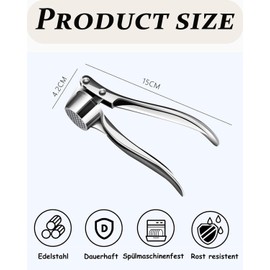 TPZORJX 1 Stück Knoblauchpresse- Edelstahl Knoblauchpresse,Knoblauchschneider, Garlic Crusher, Knoblauchpresse Spülmaschinenfest, Gepresster Knoblauchhacker, Leicht zu Reinigen