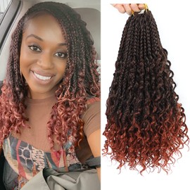 8 Packs Goddess Box Braids Crochet Hair-14 Inch Crochet Box Braids Pre-looped Bohomian Crochet Braids Hair Synthetic Braiding Hair Extensions Crochet Hair for Black Women (1B/350)