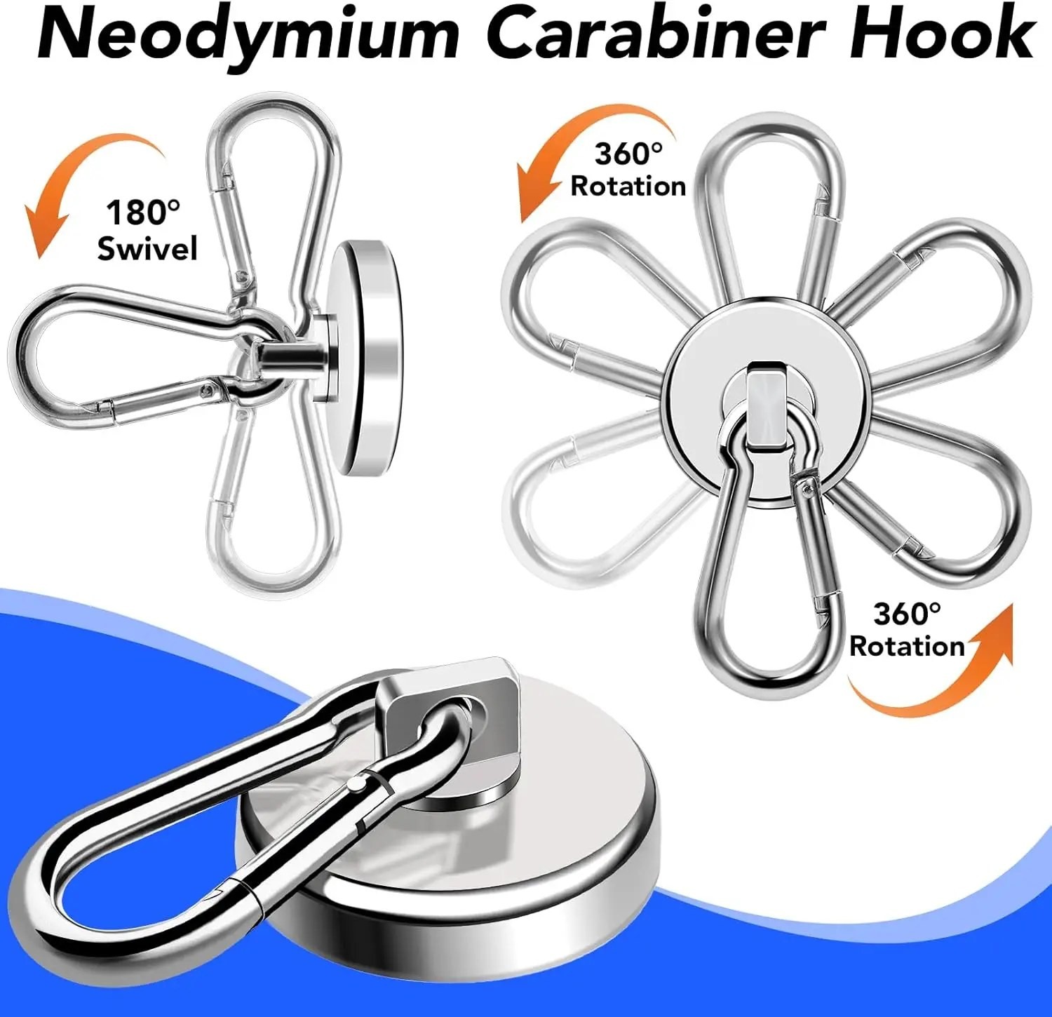 DrivePro Magnetic Hooks – Heavy Duty Swivel Carabiner Design, Refrigerator and Cruise Ship Storage