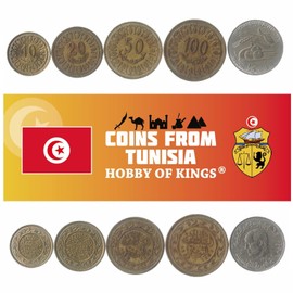 5 Tunisia Coins from Africa | Old Collectible Tunisian Cash Lot | Perfect Choice For Your Coin Bank, Holders And Collection Album