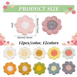 FINGERINSPIRE 144Pcs 12 Colors Daisy Flower Sew On Patches 18mm Colorful Daisy Embroidered Sew Applique Cotton Knitting Flower Applique Patches Costume Accessories for Crafts Clothes Dress Hat