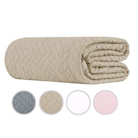 Threadmill Twin Size, Soft Beige Blanket/Coverlet - Premium & Luxurious Quality, Made from 100% Long Staple Combed Cotton, Jacquard Matelasse Finish Bedspread Comforter for All Seasons, 68x90 inch