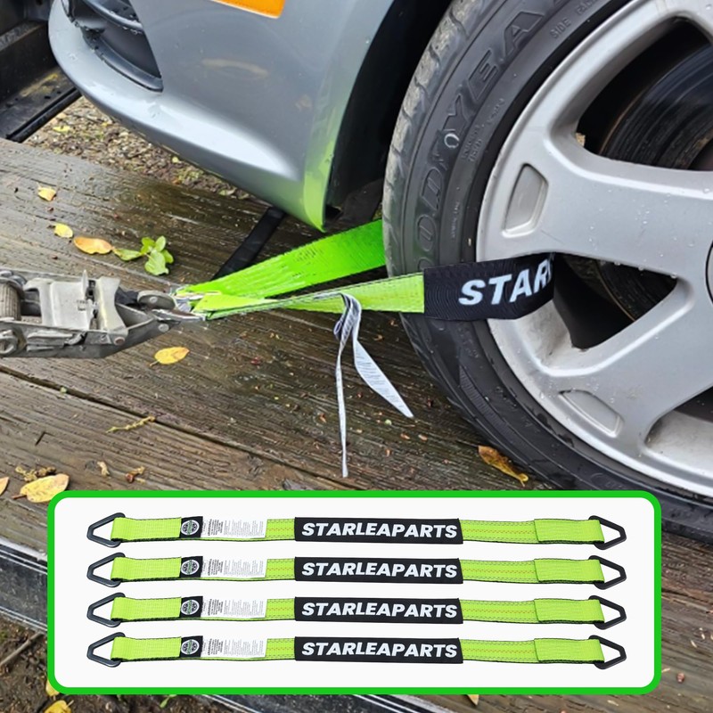 Car Tie Down Straps for Trailers with J Hooks (4PK)