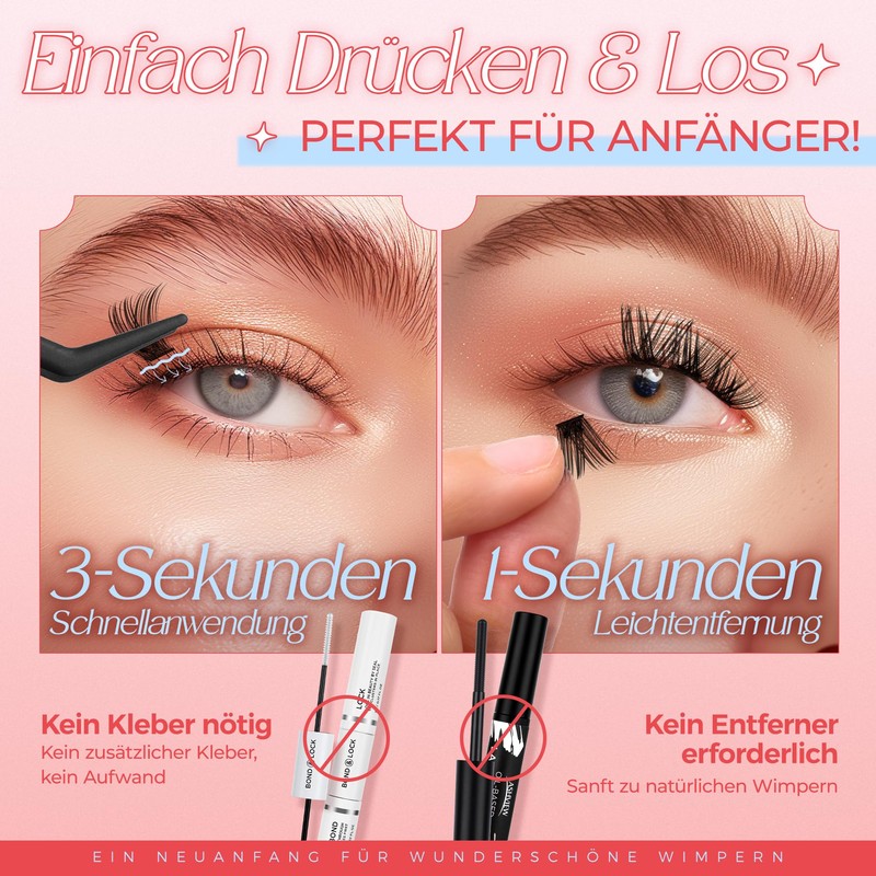 LASHVIEW Ciglia autoadesive, con pinzette per ciglia, senza colla, set