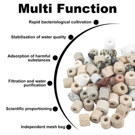 Aquarium Bio Media Ceramic Ball 2.2 Ib Fish Tank Filter Ceramic Rings 12 In 1 Bio Media Rings Set, Small Bio Ceramic Ball for Fish Tank and Pond Decorations, Bio Filter Mixture With Mesh Bag (1 Kg)
