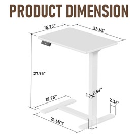 Ywin Electric Overbed Table with Wheels, Automatic Height Adjustable Rolling Desk with Silent Motor, 2 Memory Presets & LED Display, Mobile Laptop Cart for Bed, Couch, Home Office, and Hospital Use