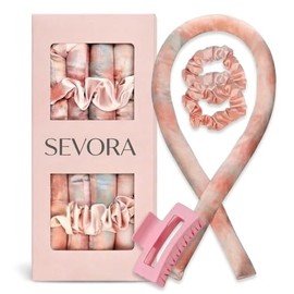 Kit rizador sin calor con pinza – Rizador de satén para rizos durante la noche, kit de peinado sin calor con coleteros para cabello largo