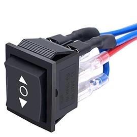 weideer 20A 12V DC Momentary Motor Polarity Reverse Rocker Switch DPDT 6 Pin (ON)-Off-(ON) Automatic Reset Boat Motor Control Switch with Jumper Wires KCD2-223-JT-X