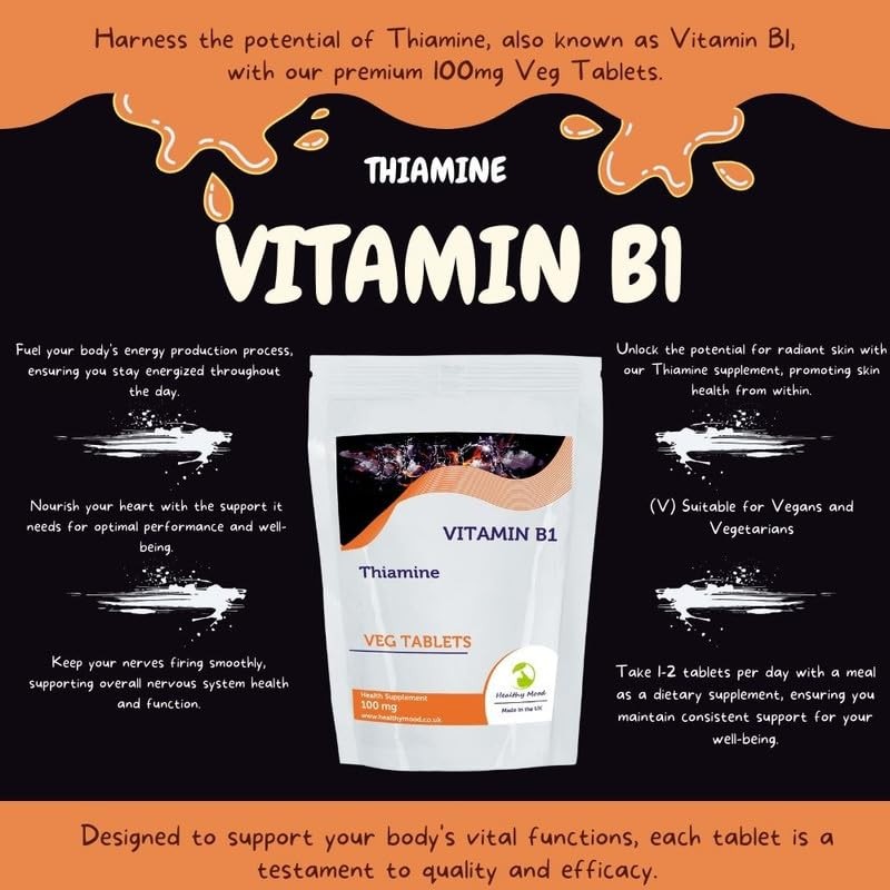Vitamin B1 THIAMINE 100mg 250 Veg Tablets