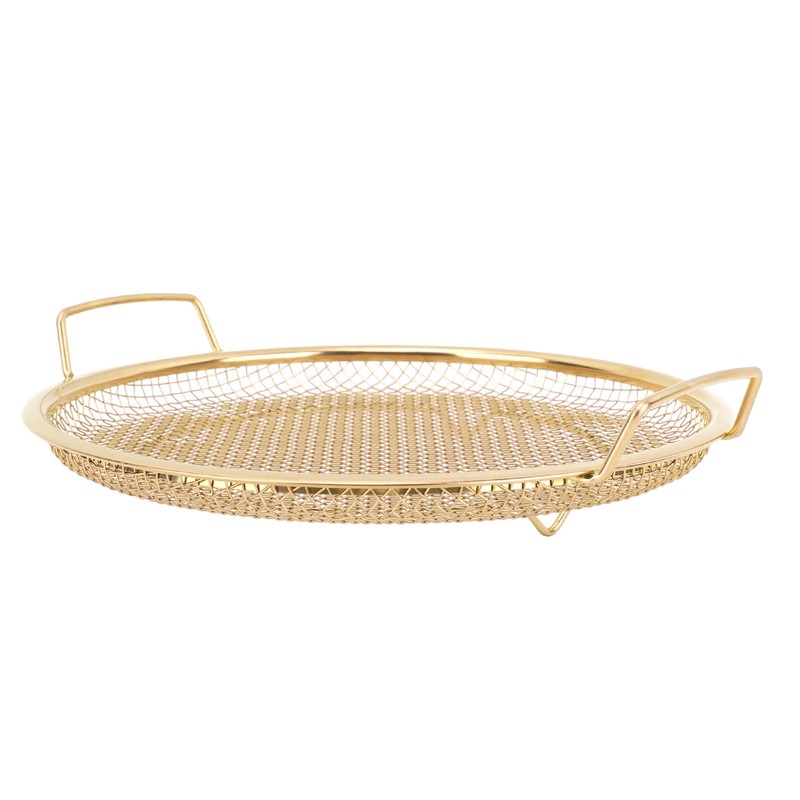 Stainless Steel Fruit Basket Double Handles Metal Mesh Drain Round