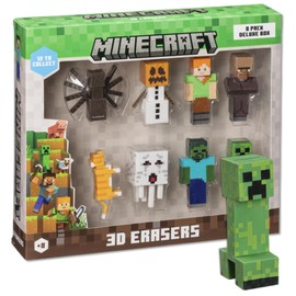 Mine Craft 3D Erasers, 8-Pack Deluxe Collector Set, 12 Iconic Characters to Collect, Own The Entire Series (Alex - Spider - CAT - Creeper - Snow Golem - Zombie - Villager - CAT)