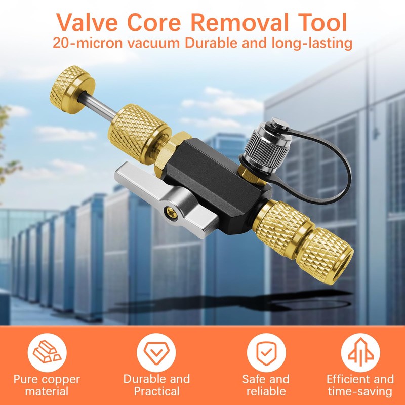 Mega Flow Vacuum-Rated Valve Core Removal Tool,1/4"& 5/16" Dual Valve