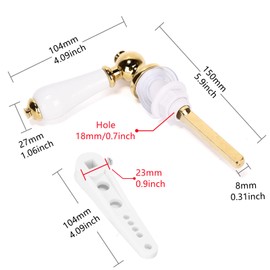 Ruimou Toilet Handle Replacement Set Ceramic Pull Handle 18mm Hole for Most Toilet Fuel Cap (Gold)