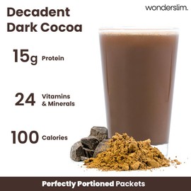 WonderSlim Meal Replacement Shake, Dark Cocoa Cream, 15g Protein, 24 Vitamins & Minerals, Gluten Free, Low Carb (7ct)
