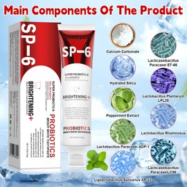 Sp-6 Probiotic Brightening Toothpaste, 2PCS 140g Super Probiotic SP-6 Whitening Tooth Paste for Oral Health, Fresh Breath, Deep Cleaning Oral Care Toothpaste