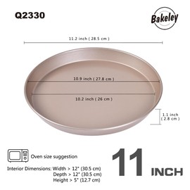 Bakeley Pizza Pan, 11-Inch Non-Stick Pancake Bakeware for Oven Baking (Champagne Gold)