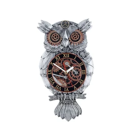 RGWYGCG Steampunk Wall Clock, Owl Decor - Handmade Resin Antique Clock for Bedroom & Living Room - Battery Operated