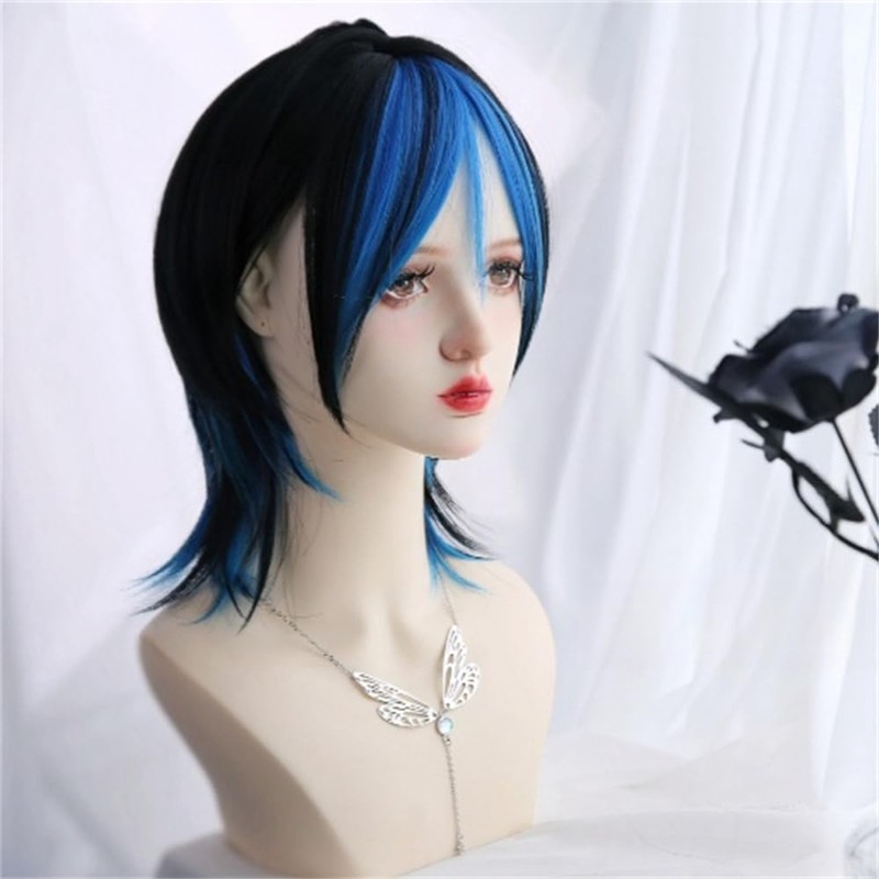 Wig, Wig, Wolf Cut, Layer, Beautiful Man, Harajuku, Two-tone, Cyberpunk,