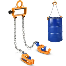 WowDIY 55 Gallon Drum Lift - Chain Drum Lifter - 2200 lbs Capacity - Upgraded Carbon Steel Hook with Built-in Spring Suitable for Plastic and Metal Drums - This Product is Protected by a US Patent.