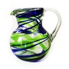 10" Glass Bola pitcher, Handmade in Mexico, Blue and Green