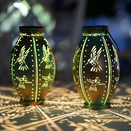 SUNNYGARDEN 2 Pack Solar Lanterns Outdoor Waterproof Decorative Hummingbird Solar Lantern Lights Hanging for Outside Patio Tableto Garden Yard Lawn Decor, Gifts for Mom Grandma Woman