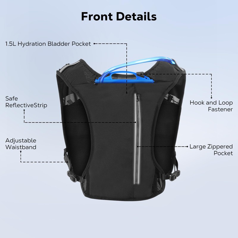 MoKo Running Hydration Vest, Lightweight Running Backpack with 1.5L Water