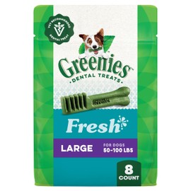 Greenies Veterinarian-Recommended Natural Dental Dog Treats Large Size, Fresh Flavor, 12 oz. Pack, 8 Count
