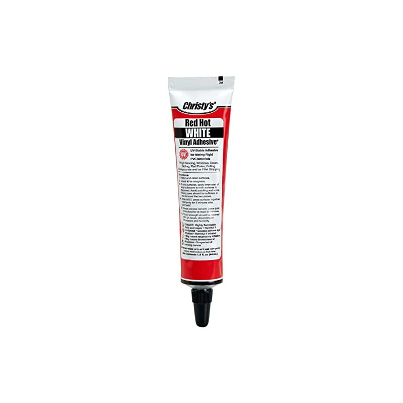 Christy's Red Hot Vinyl Adhesive, White, 1.5 oz Tube, White,Red